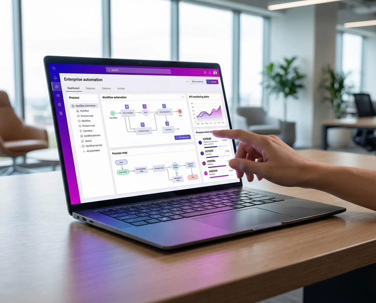 Tela de notebook mostrando o mapa de um fluxo de trabalho automatizado